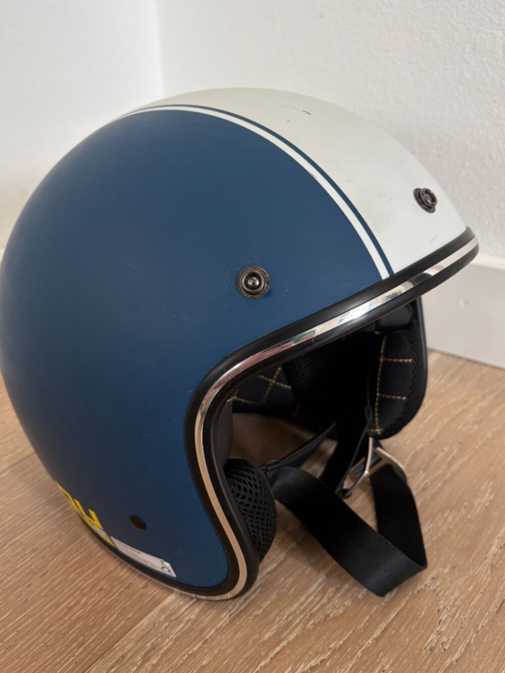 Quin Designs Steve McQueen Blue Open Face Motorcycle Helmet Adult XL 61-62 CM